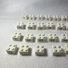 Lego Brick Forever Calendar Numbers 1-31 & Extra Blank Pieces