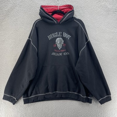 Vintage Bugle Boy Hoodie Men Extra Extra Large Black Wyoming Sweatshirt 90s Y2K