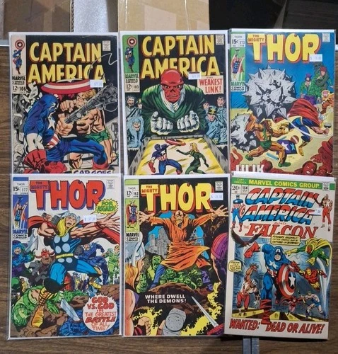Captain America/Thor Vintage Marvel Comic Lot Silver Age x7 Books Jack Kirby Lee