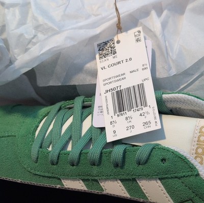 adidas VL Court 2.0 Green White JH5077 Men display picture 3