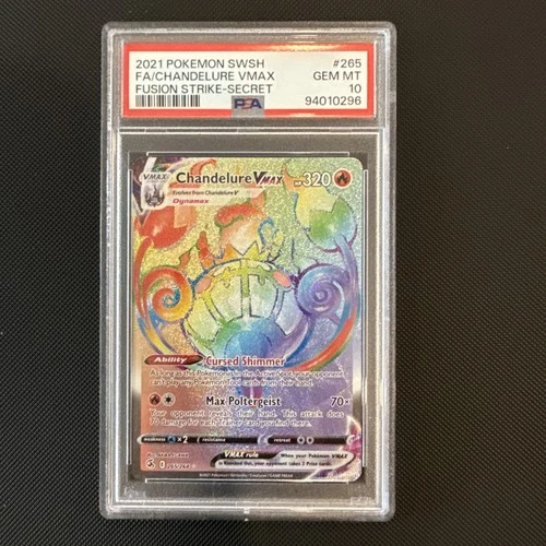 2021 POKEMON FA/CHANDELURE #265 VMAX FUSION STRIKE SECRET PSA 10 POP 206