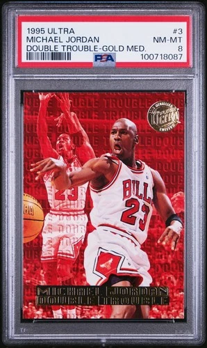 1995 ULTRA MICHAEL JORDAN DOUBLE TROUBLE GOLD MEDALLION #3 PSA 8