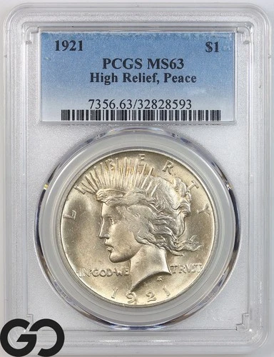 1921 Peace Dollar, PCGS MS-63 ** High Relief, Lustrous Key Date, VAM-1o, RARE!