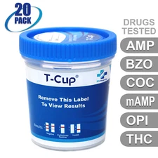 NEW Mintegrity Drug Test 6-Panel T-Cup Urine Home Kit 20-Pack #MI-TDOA-264