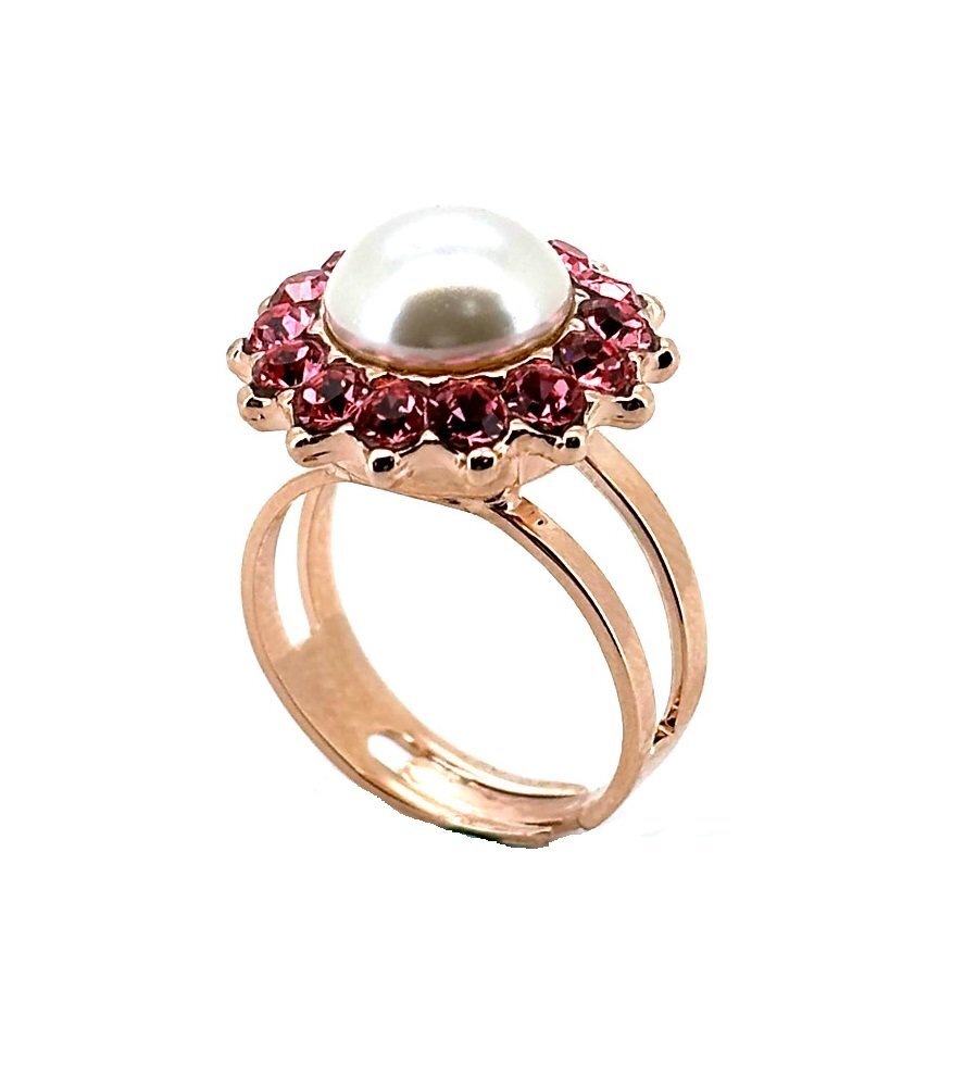 Fuchsia and Siam Swarovski Crystal Ring by Mariana for Women-image