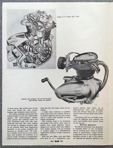 BSA Motor Sports Motorcycles USA Sales Brochure MAY 1962 ROYAL STAR TWINS+ - Picture 2 of 4