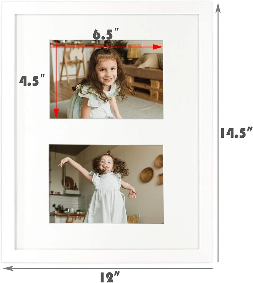 Golden State Art11x14 White Wood Collage Frame with Tempered Glass display(2)5x7 - Image 3 of 4