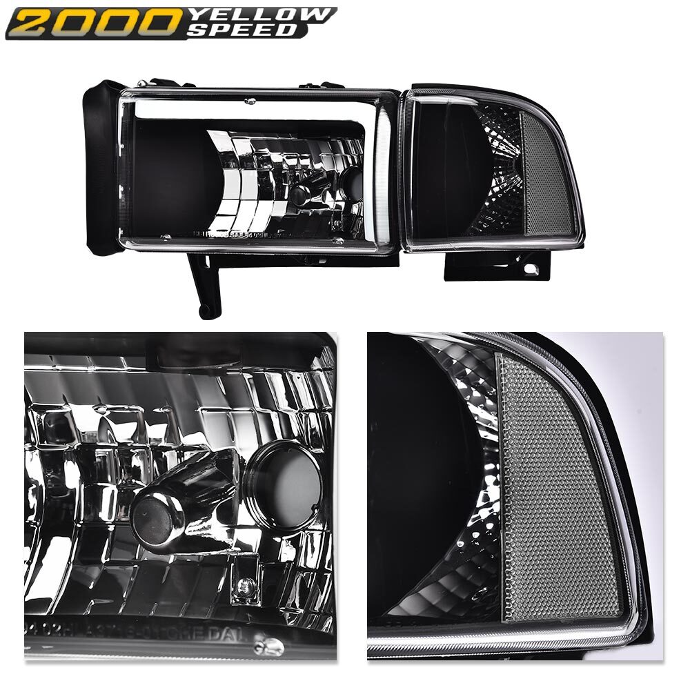 1994-2002 Ram Lights Dodge Ram Headlights Assembly With LED DRL - Chrome Housing Clear Corner Lamps For 94-02 Ram 1500/2500/3500 Non-Sport Models LED DRL Headlight Assembly - Foto 10