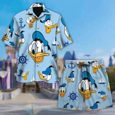 Donald Duck Hawaiian Button Down Shirt Unisex Adults S-5XL