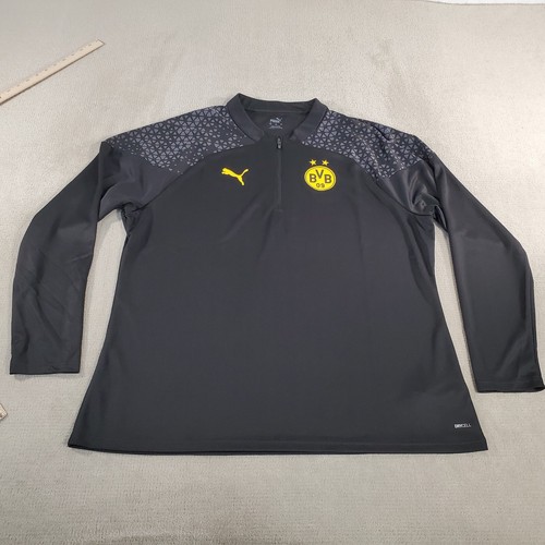 BVB Borussia Dortmund 1/4 Zip Pullover Mens 2XL XXL Black Shirt Jacket Soccer