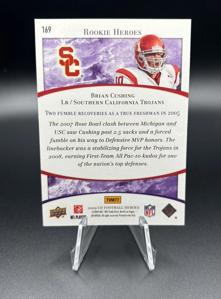 2009 Upper Deck Football Heroes Purple 01/10 eBay 1/1 Brian Cushing 169 Non Auto - Image 2 of 2