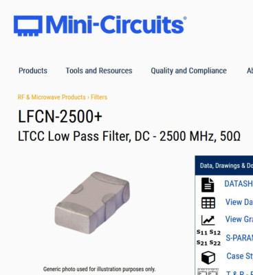 Mini-Circuits LFCN-2500 Low Pass Filter, QTY 100 New in Original  Package