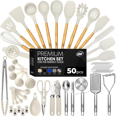 50 PCS Silicone Kitchen Utensils Set - Mothers'S Day Gifts for Mom Wife Complete