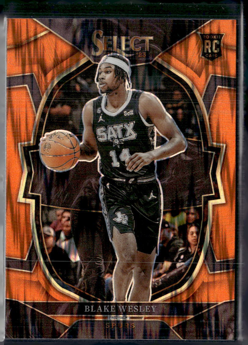 2022-23 Panini Select #97 Blake Wesley Orange Flash Prizms Rookie Spurs