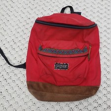 Vtg Jansport Aztec Suede Leather Bottom Backpack Day Trail Pack Made in USA 90s