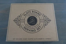 Slate Board Serving Set Heart Shaped with 1 Utensil Table Sugar Cheese Board