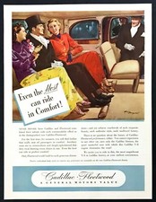 1938 Cadillac Fleetwood Limousine Interior art Ride in Comfort vintage print ad