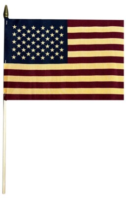 3 Pack 8''x12'' Old Glory USA Vintage Tea Stain 8x12 100D Nylon Wooden Stick Flag