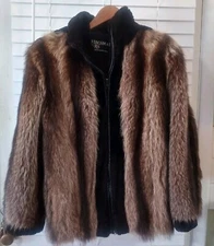 Kriegsman Furs (Montaldo's) Jacket Womens S Measured Raccoon Fur Zipup Pockets