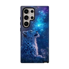 Snow Leopard Night Sky Phone Case for Samsung Galaxy S25 S24 S23 S22 S21