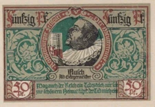 50 PFENNIG 1921 City of ROTHENBURG OB DER TAUBER Bavaria GERMANY #PD550.U