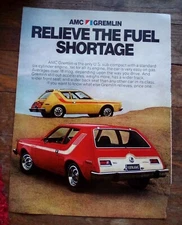 1974 AMC Gremlin Relieve The Fuel Shortage Original Print Ad 8.5 x 11"