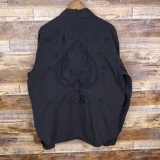 AFFLICTION BLACK PREMIUM Embroidered Skull Live Fast 2XL Button Front Shirt