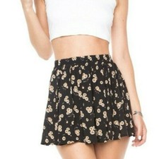 Brandy Melville Daisy Print Elastic Waist Short Skirt One Size