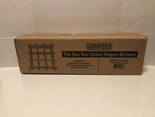 Rustic Wooden Toilet Paper Holder: Tic Tac Toe Design Tissue Roll Storage
