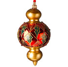 NEIMAN MARCUS Glass Christmas Ornament/Spintop Pendant Drop Finial POLAND Red — photo 1