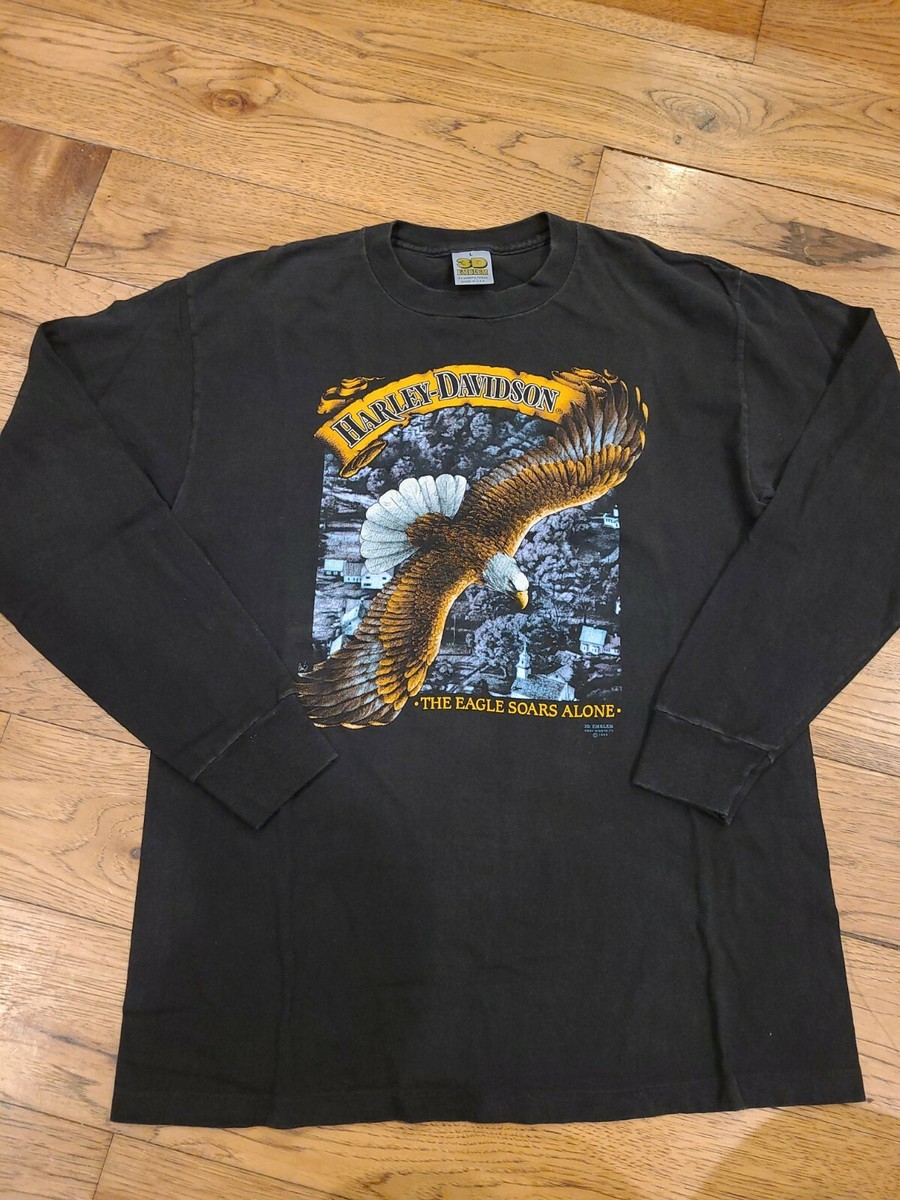 Vintage 1980s Harley Davidson Eagle Soars Alone 3D Emblem L Long