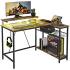 New ListingHome Office L Shaped Desk with Lights Power Outlet Usb Ports Corner Desk Storage