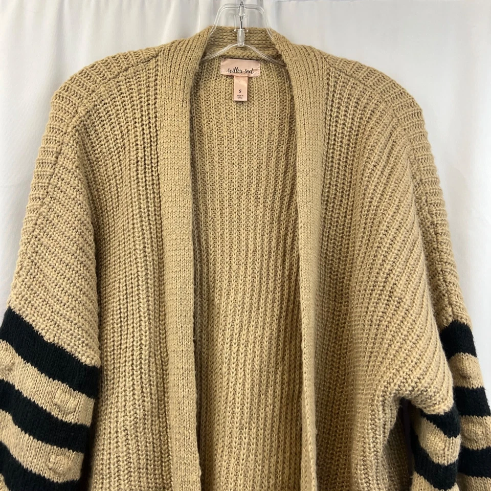 Willow + корень женщин открытый передний вязаный кардиган бежевый/черный размер маленький - Изображение 2 из 4