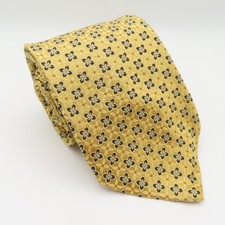 Nordstrom Tie Silk Gold Blue Floral Polka Dot 3.5" Wide 58" Long USA