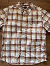 Marmot Short Sleeve Button-Up Shirt (plaid, white/red/orange) - Men’s L