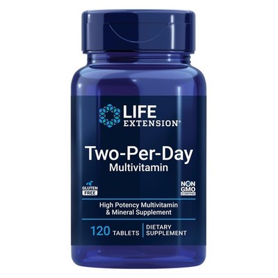 Life Extension Two-Per-Day Multivitamin 120 Tablets Non-GMO 120 Tabs x 4 Pack