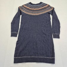 FAT FACE Dress 8 Blue Womens Long Sleeved Round Neck Fair Isle Wool Blend Knit