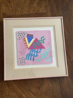Vintage 1987 Abstract Paper Fiber Art by Rick Tunkel Signed & Framed Great Cond.