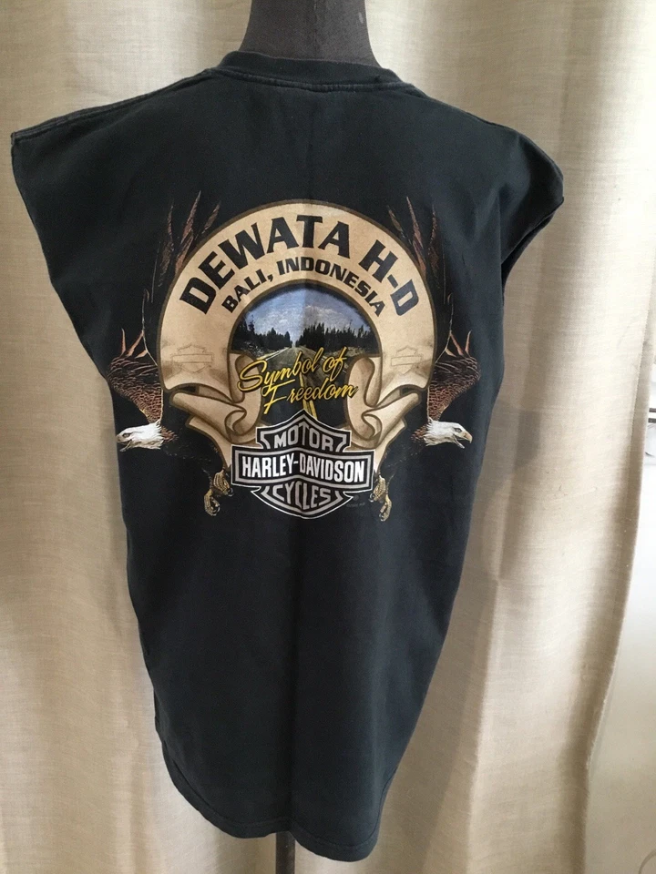 Très Beau Tee Shirt Coton Noir Harley Davidson L Tbe - Photo 4/4