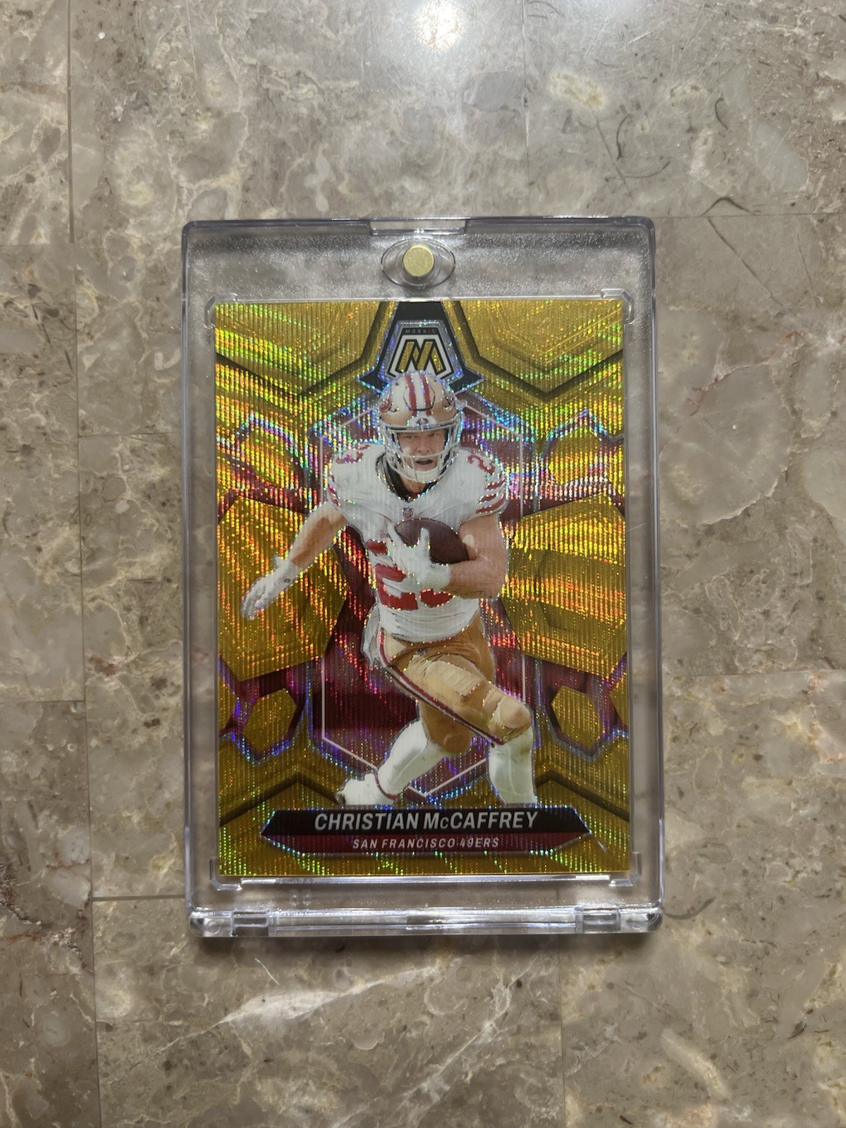 2024 Panini Mosaic Gold Wave Mosaic Prizm #191 Christian McCaffrey /17