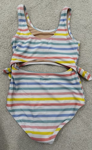 J Crew Crewcuts Girls Swimsuit Multi-Stripe One-Piece Size 8 - Picture 2 of 4