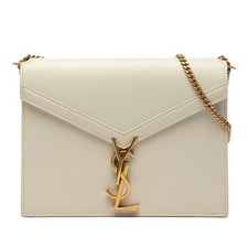 Authenticated Saint Laurent Smooth Calfskin Monogram Cassandra Clasp Bag White