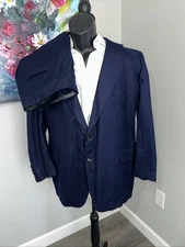 Holland & Sherry 44R Navy Royal Classic Custom Suit Pants Pleated Front Rolled