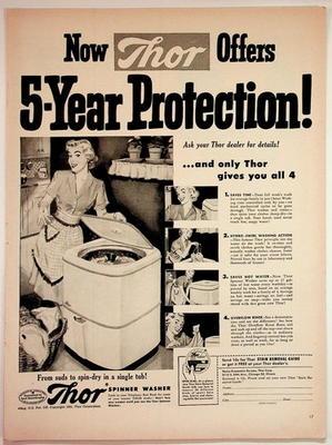 #ad 1951 Thor Spinner Washer Vintage Ad Mid Century Laundry Appliance Magazine Print $19.00