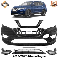 Front Bumper Cover Fascia & Fog Light Assembly Kit For 2017-2020 Nissan Rogue