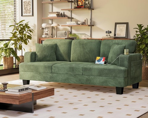 83” Sofas for Living Room, Comfy Couch with USB and Type-C Port, 3 Seater Sof...