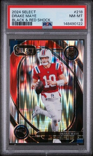 2024 Panini Select-Club Level Drake Maye #218 Black & Red Shock Prizm (RC) PSA 8