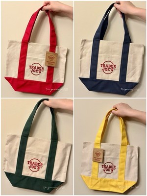 Authentic Trader Joe's 2025 Mini Canvas Tote Bag - Navy  