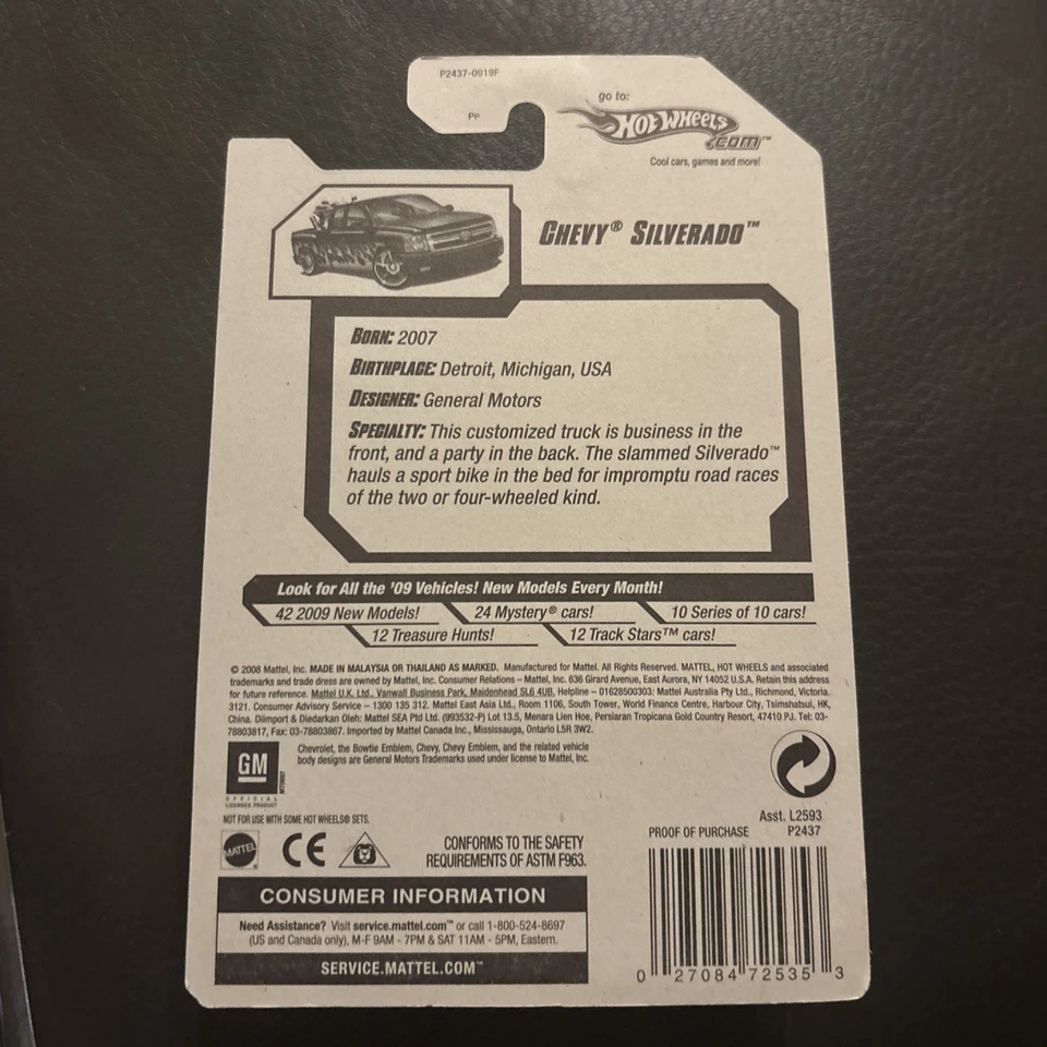 Chevy Silverado 2009 Heat Fleet 1/10 ruedas negras con bicicleta NUEVO f3 Foto 3 de 4