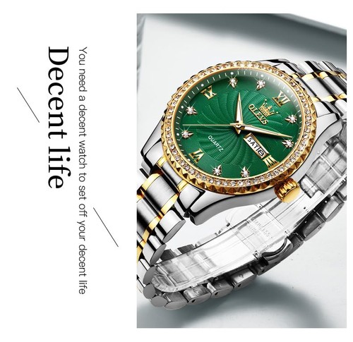 OLEVS Mens Gold Watches Impermeable Stainless Steel Lightweight Reloj with Da - Picture 8 of 8